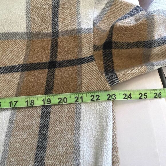 BEAUTS AND BEAUS Women’s L Pullover Hoodie Thick Flannel Tan Plaid - Picture 7 of 8